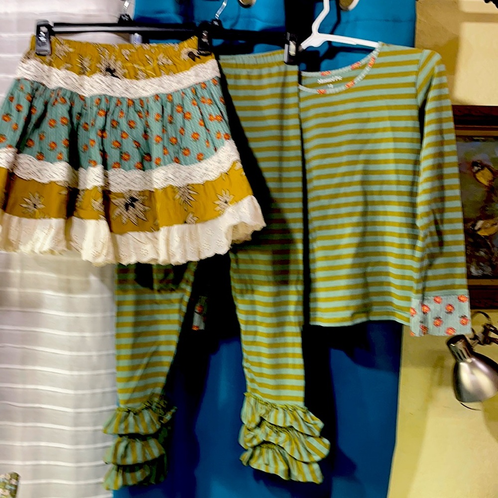 MUSTARD PIE 3 piece set Size 12 Top- Size 10 Skirt and Leggings Like New